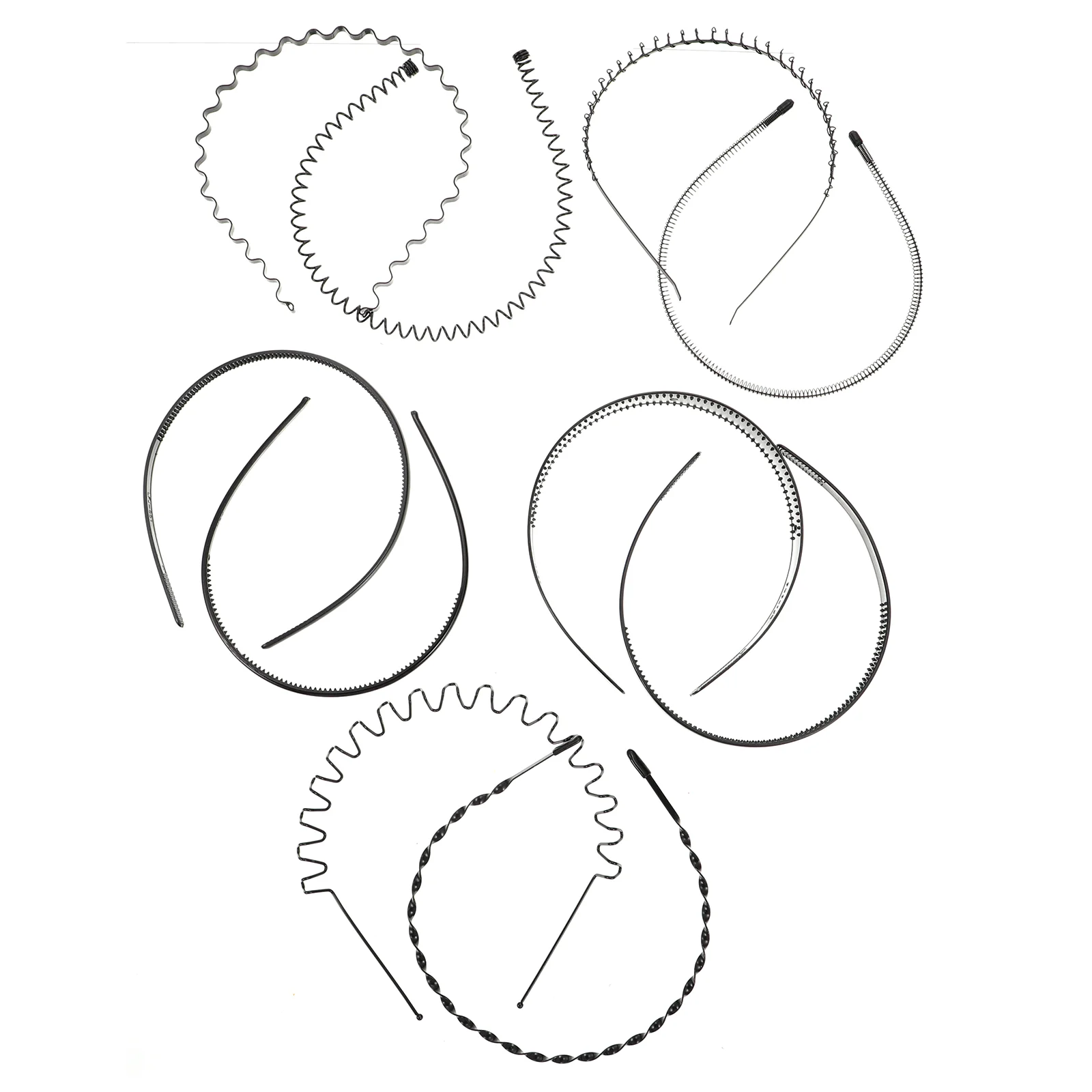 

10Pcs Metal Wavy Headbands Hard Plastic Hairband Men Sports Headwear