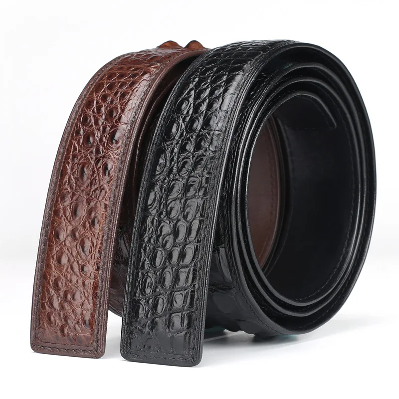 

2022 Crocodile Leather Belt Genuine Leather men's Belt Smooth Buckle Seamless Trouser Belt