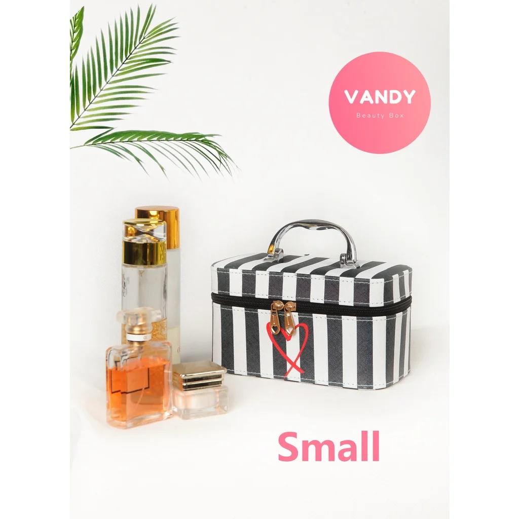 Vandy 2022 Black White Stripes Korean Style Cosmetic Case Bag for Women Girls Home Travel Organizer Makeup Accessories Thing |