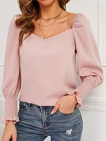 solid sweetheart neck blouse