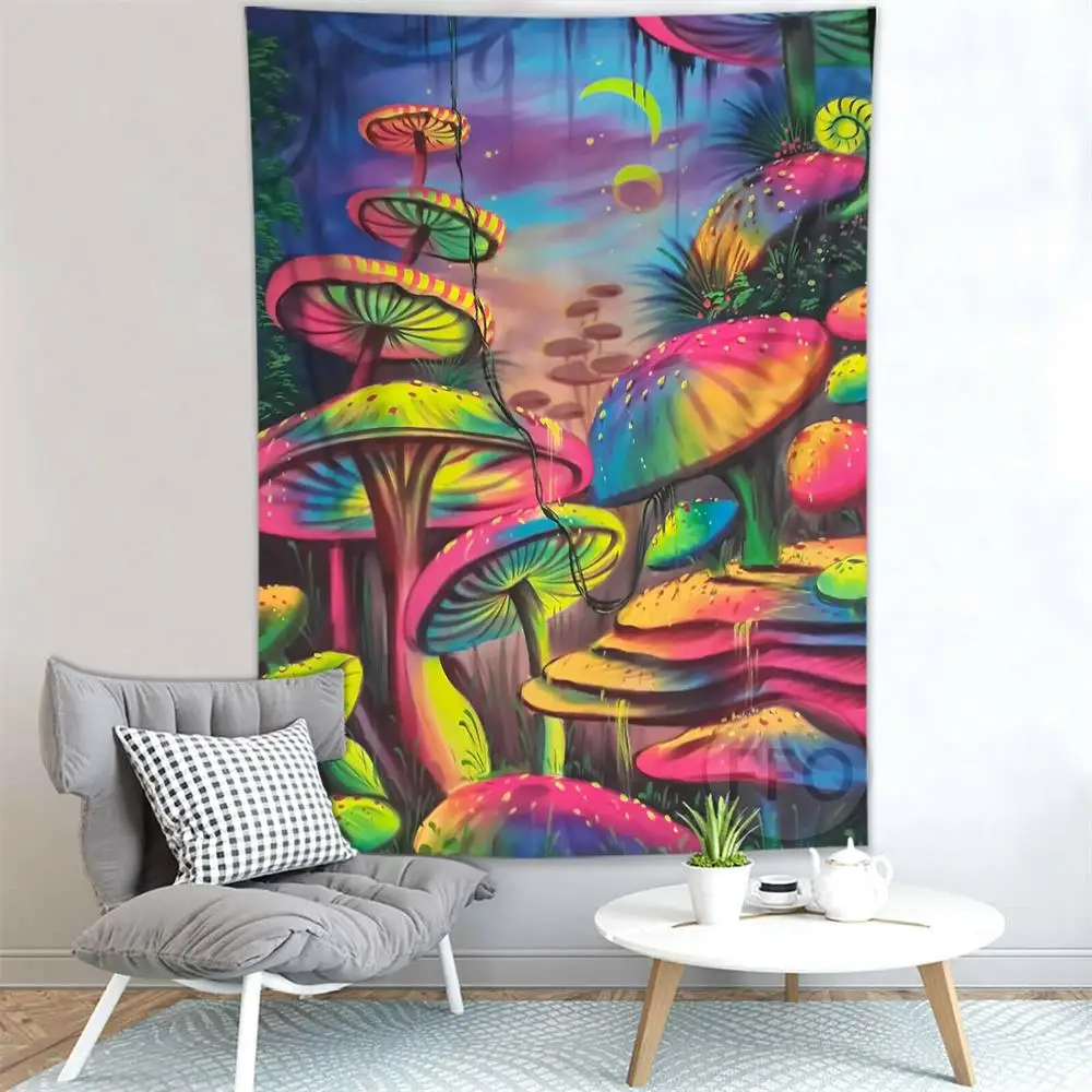 

Tarot Wall Hanging Tapestry Psychedelic Hippie Mushrooms Tapestry Jungle Mural Aesthetic Bedroom Decoration Yoga Mat Tapiz