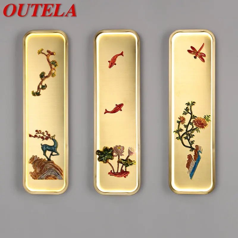 

Современные латунные Настенные светильники OUTELA, светодиодные лампы с рисунком лотоса и оленя, креативсветильник бра для гостиной, спальни, ...