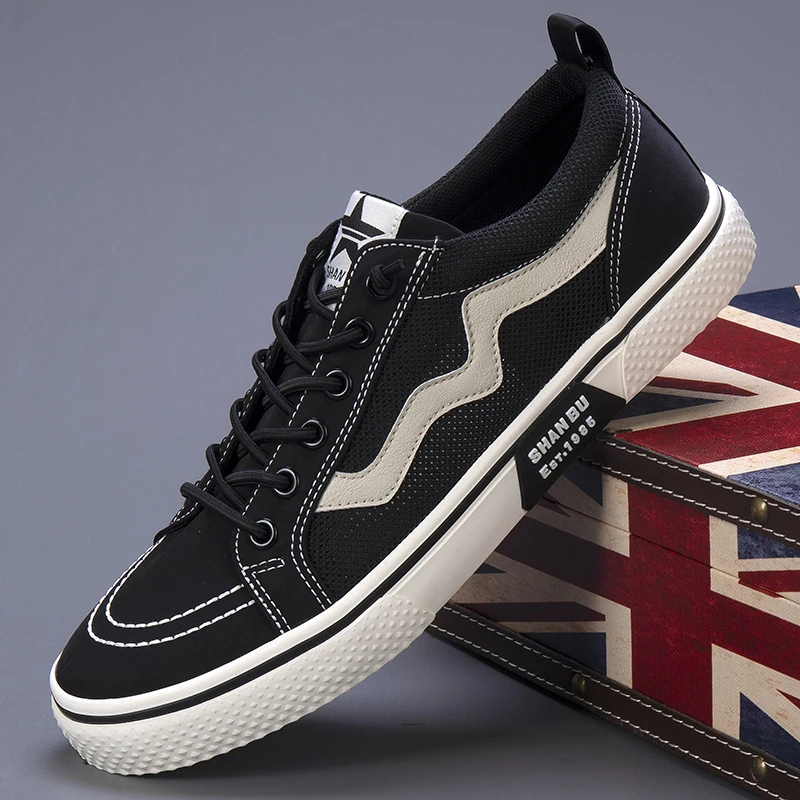 

Breathable Mesh Men Black Sneakers Summer Fashion Man Brand Shoes Comfort Lace-up Male Vulcanized Shoes Zapatillas De Hombre