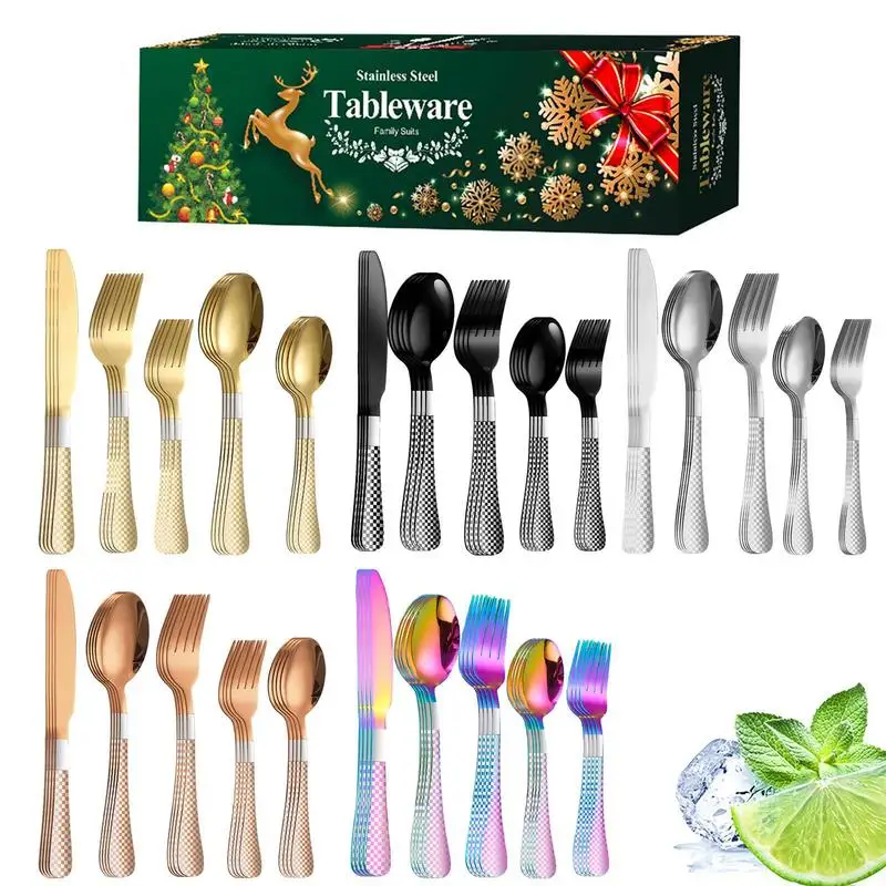 

20PCS Silverware Set Forks Spoons Knives Mirror Polishes Stainless Steel Cutlery Utensil Set Durable Kitchen Tableware Flatware
