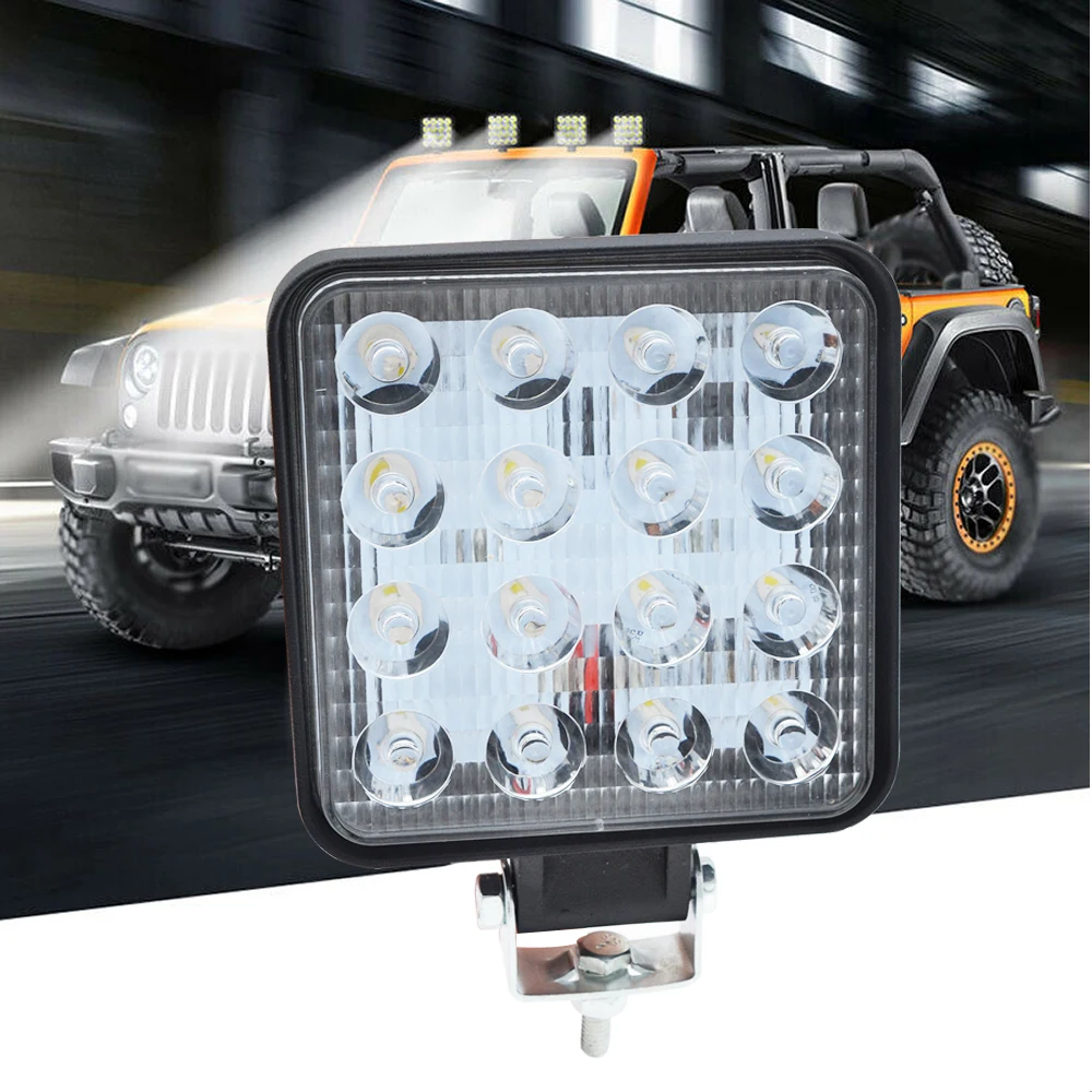 

1pcs New 4Inch 42W/48W Square Round LED Work Lights Spotlight for 4x4 Offroad ATV UTV Truck Tractor Motorcycle Fog Lights DC 12V