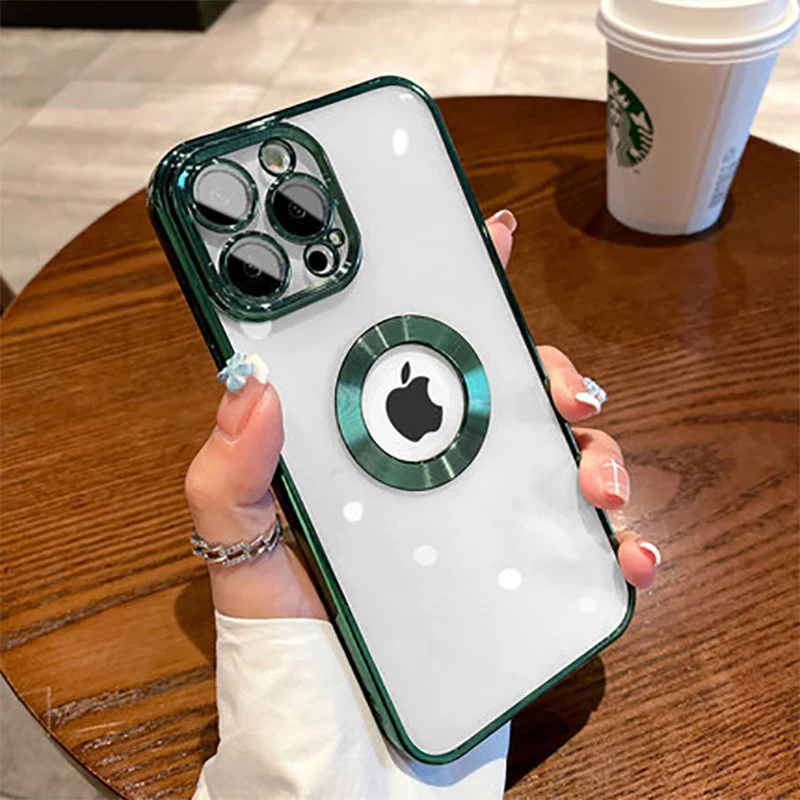 

Transparent Electroplating Magnetic Suction Phone Case IPhone 14Promax with Lens Film Protection 13 12 11 Simple Anti-fall