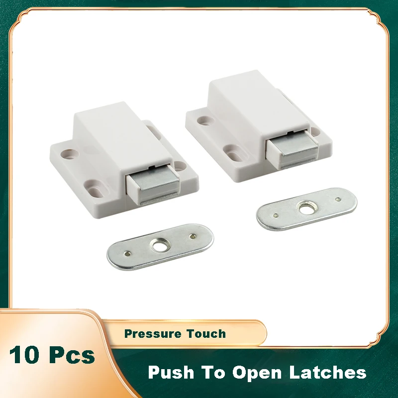 

10 Pcs Pressure Touch Release Magnetic Cabinet Catches Push To Open Latches Magnet Latch Lock Set For Kitchen Wooden Door