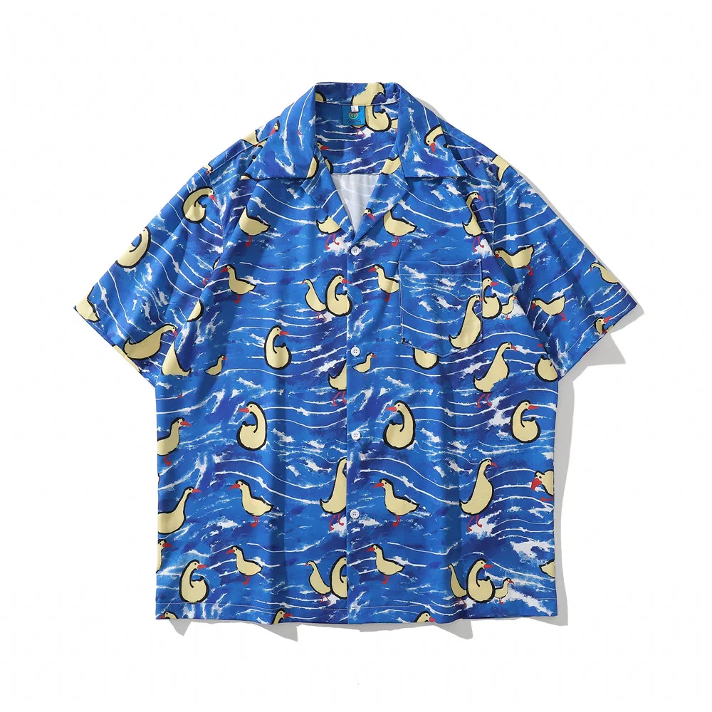 

OSCN7 Casual Street Printed Short Sleeve Shirt Men 2021 Hawaii Beach Oversize Women Fashion Harujuku Shirts for Men 2401