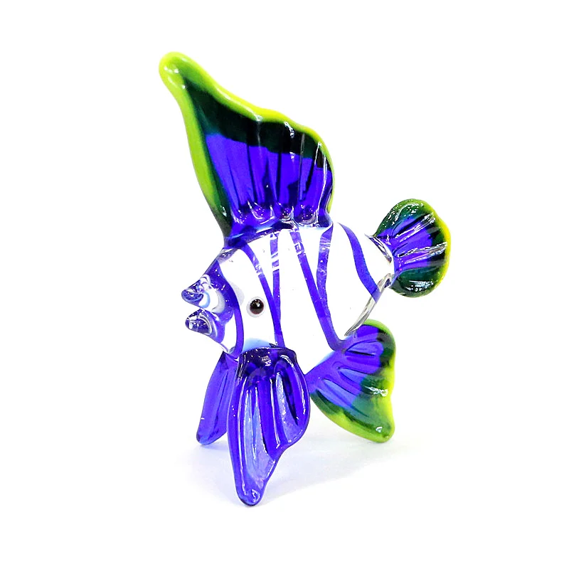 

Murano Glass Tropical Fish Mini Figurine Craft Ornament Cute Sea Animal Small Statue Pendant Home Desk Aquarium Decor Collection