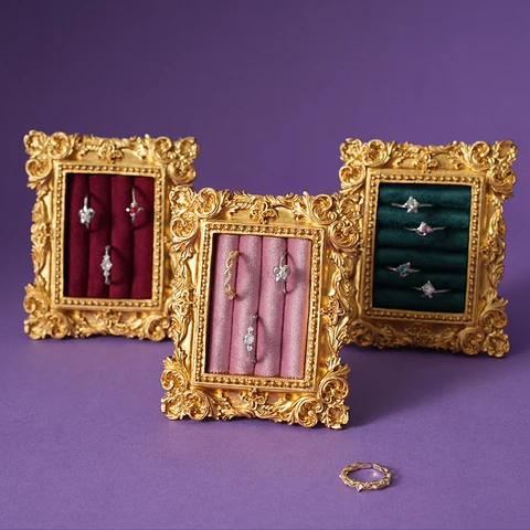 Подставка для ювелирных изделий, винтажная смоляная фоторамка, поднос для колец, ювелирный магазин, стенд для хранения, дисплей для фотографий, реквизит