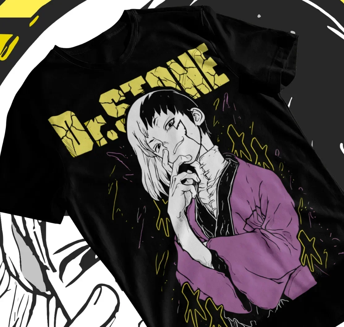 Футболка Gen Asagiri Dr.Stone Ryusui Senku Seiyuu черная рубашка мягкая футболка