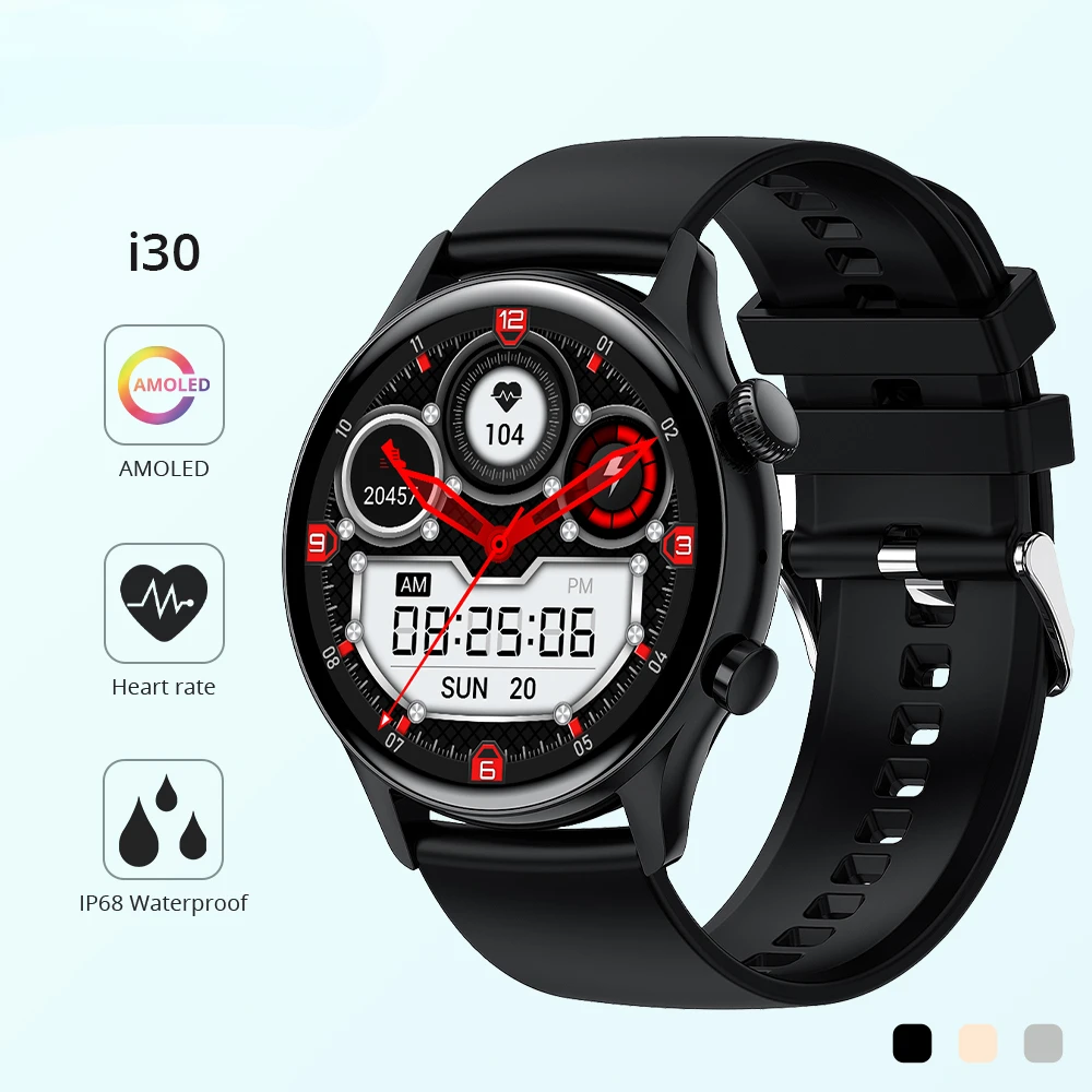 

2023 new i30 Flagship Smartwatch Men 1.36 inch AMOLED 390*390 Screen Support for Always On Display Smart Watch IP68 Waterproof
