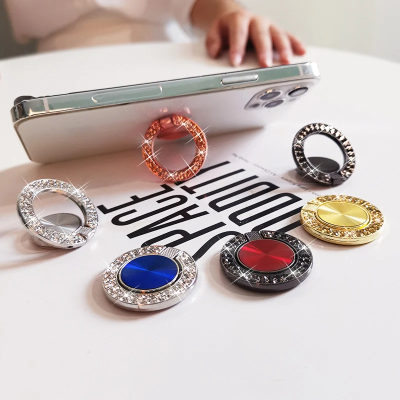 Круглый держатель для телефона с кристаллами и кольцом на палец iPhone Redmi Samsung