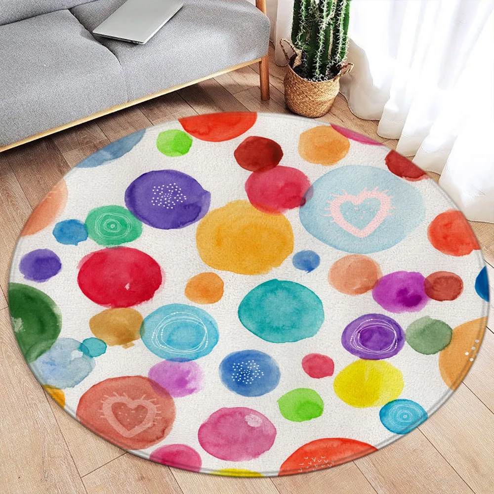 Цветной точечный круглый ковер акварельный художественный Современный