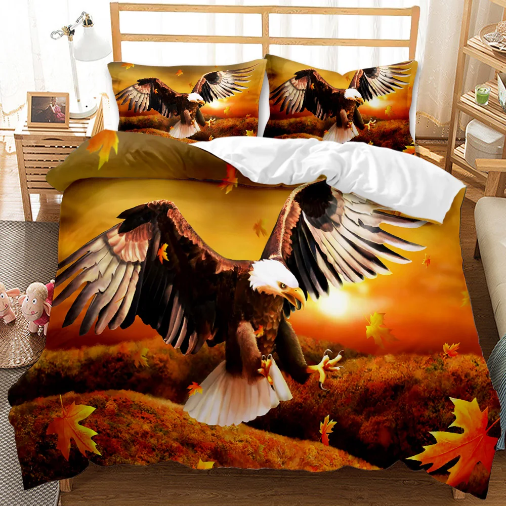 Eagle Duvet Cover Set Wildlife Eagle Patriot United States Flag Comforter Cover for Kids Teen Boys Animal Theme Twin Quilt Cover images - 6