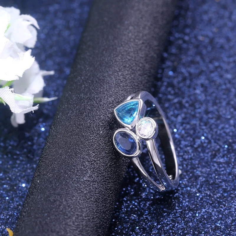Delysia King Women Aesthetic Irregular Tricolor Stone Rings Trendy Personality Party Jewelry |