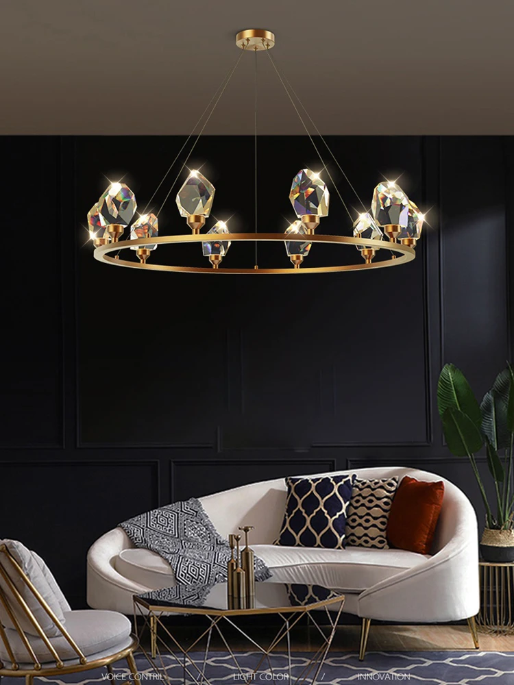

Art Deco Postmodern Copper Crystal Designer LED Suspension Luminaire Lampen Pendant Lights.Pendant Lamp.Pendant light For Foyer
