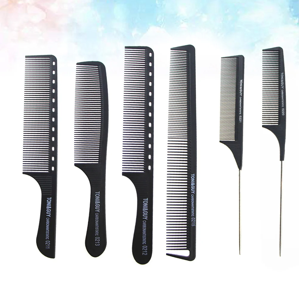 

6 Pcs Hair Teasing Comb Shearing Tools Haircut Supplies High Temperature Resistance Anti-Static Combs Cutting