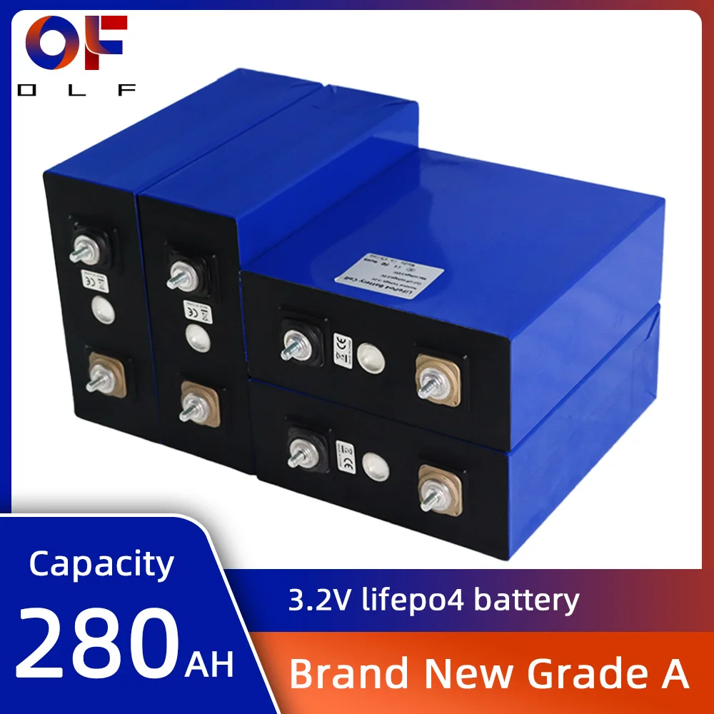 

1-32PCS Lithium Iron Phosphate Cells 3.2V 280AH Rechargeable Lifepo4 Battery for DIY 12V 24V 48V Boat Golf Cart RV Forklift