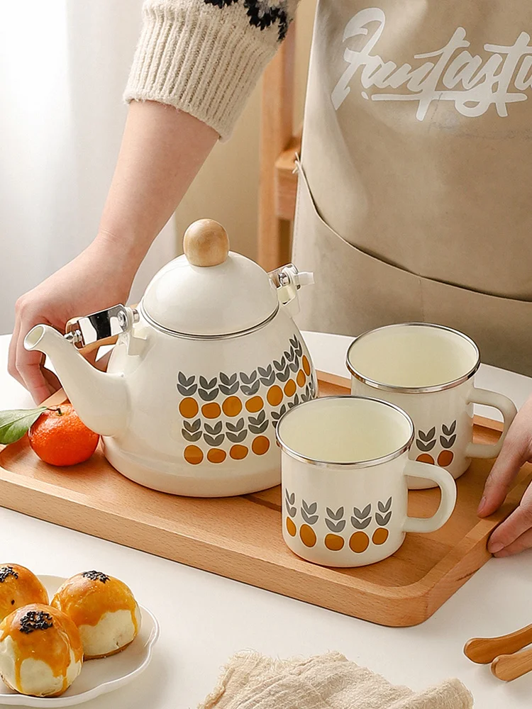 Фарфоровые эмалированные чайные кастрюли 1350 мл 380 чашки в японском ретро-стиле