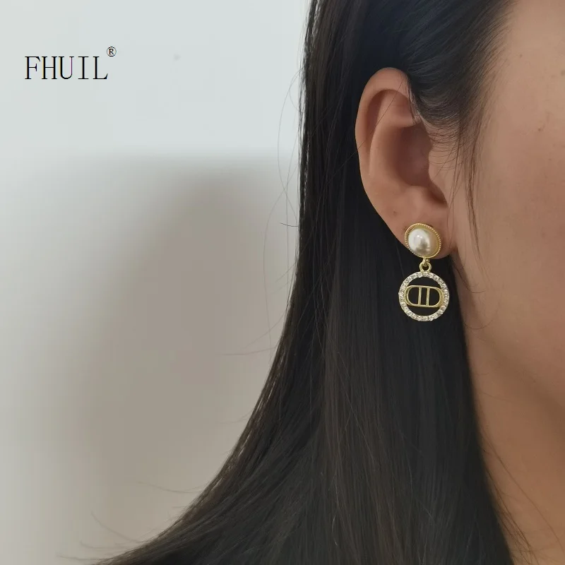 

Light Luxury Drop Earrings For Women Korean Fashion Fine Jewelry Gold Plated Sweet New In Earring Wedding Party Christmas Gifts