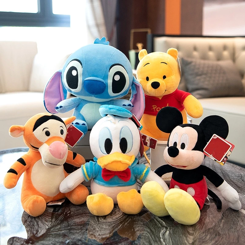 

Disney Plush Stuffed Toys 25cm Cartoon Stich Mickey Mouse Donald Duck Pooh Bear Cute Pillow Plush Dolls Gifts for Kids Children