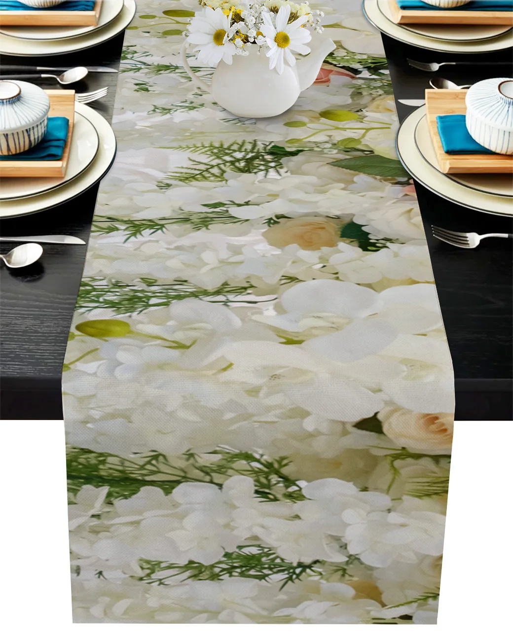 

Свадебная Цветочная розовая настольная дорожка свадебное украшение искусственный Декор хлопковая льняная настольная дорожка