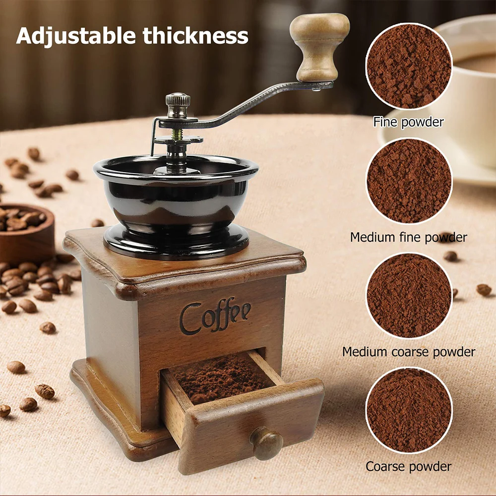 

Coffee Bean Grinder Coffee Maker Coffee Spice Burr Mill Wooden Metal Design Retro Mini Manual Coffee Grinder Handmade Maschine