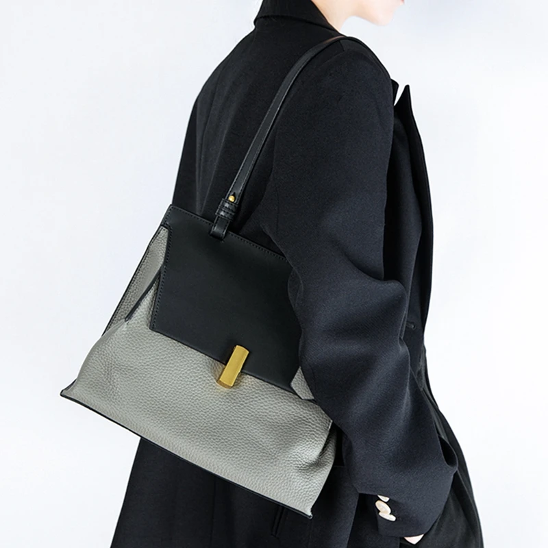 

Fashion Simple Real Cowhide Leather Women Bag\Handbag Genuine Leather Lady Tote Shoulder Crossbody Bag Lady Commuter Bag Big