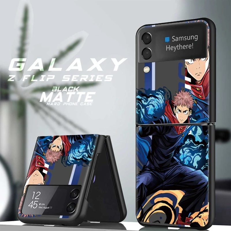 

For Samsung Galaxy Z Flip Flip3 Flip4 5G Edge Hard ZFlip Zflip3 Zflip4 Luxury Cover Case Jujutsu Kaisen Anime Maki Itadori Yuji