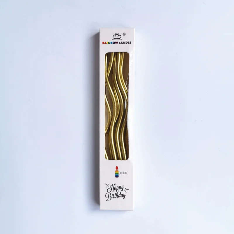 

Свечи изогнутые парафиновые золотые, серебряные, шампанские 6 шт.