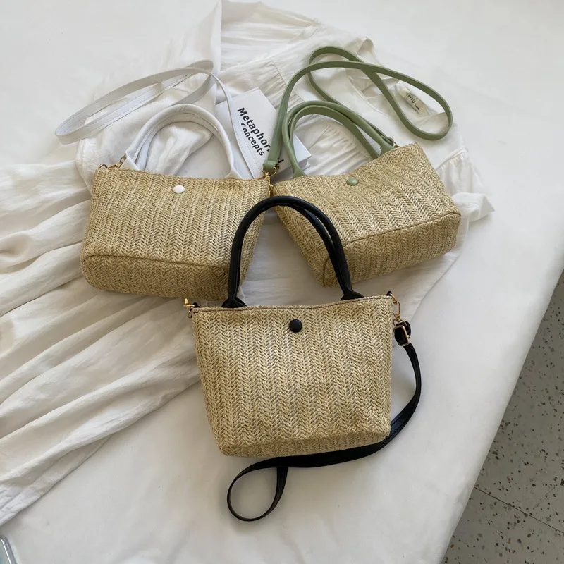 

Summer Straw Woven Pastoral Style Mori Style Portable Small 2023 New Single Shoulder Crossbody Vacation Weaving Beach Bag