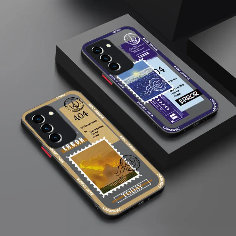 Vintage Stamps Frosted Translucent Phone Case For Samsung Galaxy A03 Core A02 A10 A12 A20 A21 A50 A70 S A01 A04E A05 A11