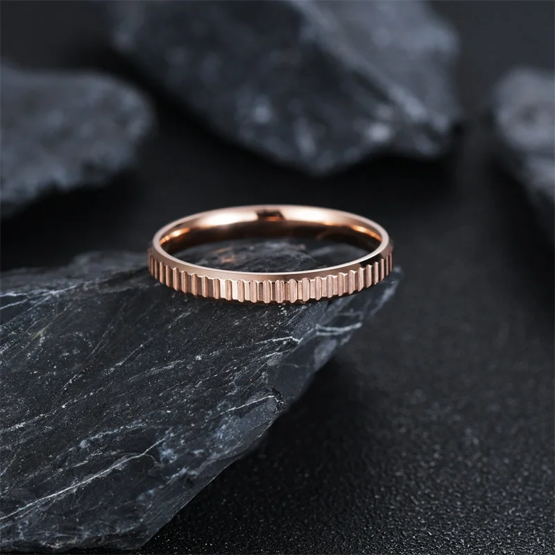 

Japan and South Korea Titanium Steel Simple Concave and Convex Surface Gear Ring Rose Gold Ins Fashion Jewelry Jewelry Wholesale