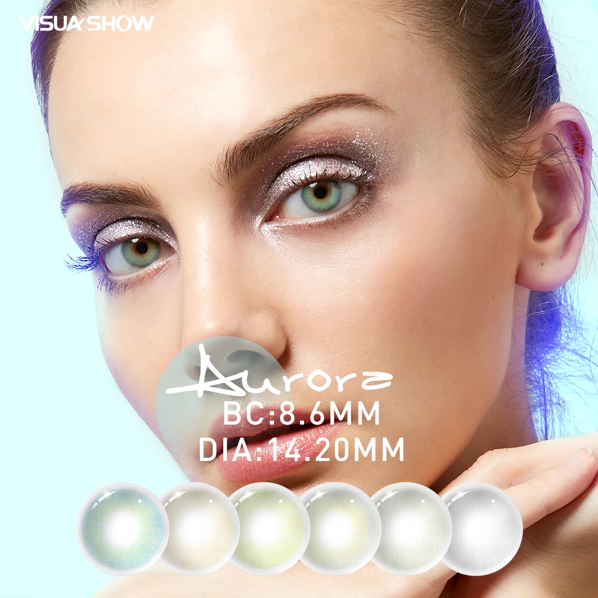

VISUASHOW Polar Light 2 Pcs Yearly Use Colored Contact Lenses For Eye Beauty Myopia Contact Lens -1.00 to -8.00