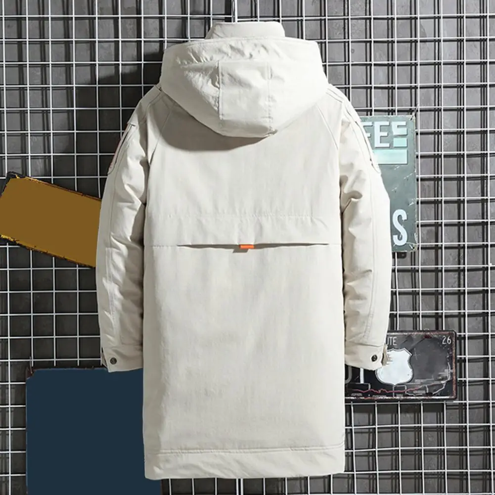 Trendy Hooded Down Jacket Zipper Washable Drawcord Hood Down Jacket  Super Soft Men Down Jacket for Outdoor