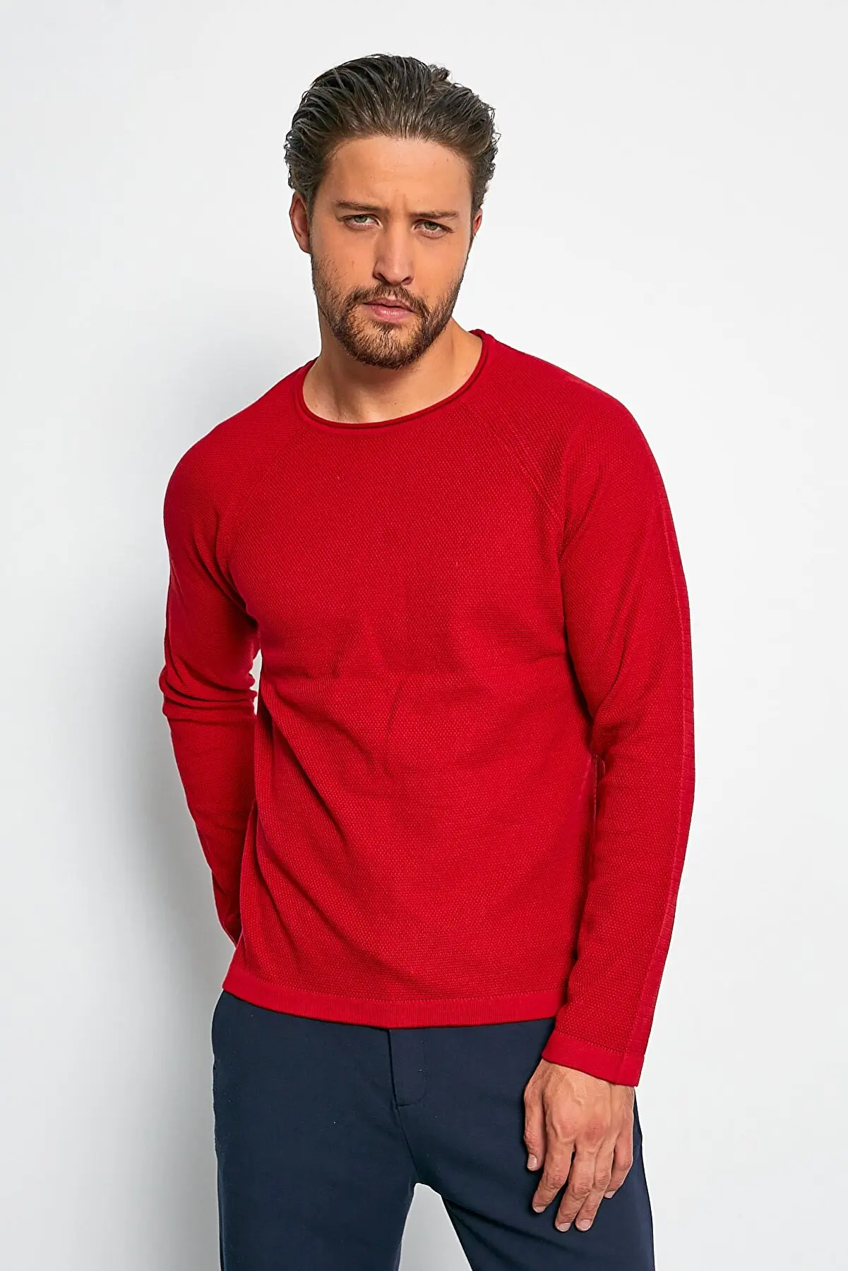 

Men's Red Bicycle collar Knitwear Traf Sweater Sweater Pullover Sweatshirt
