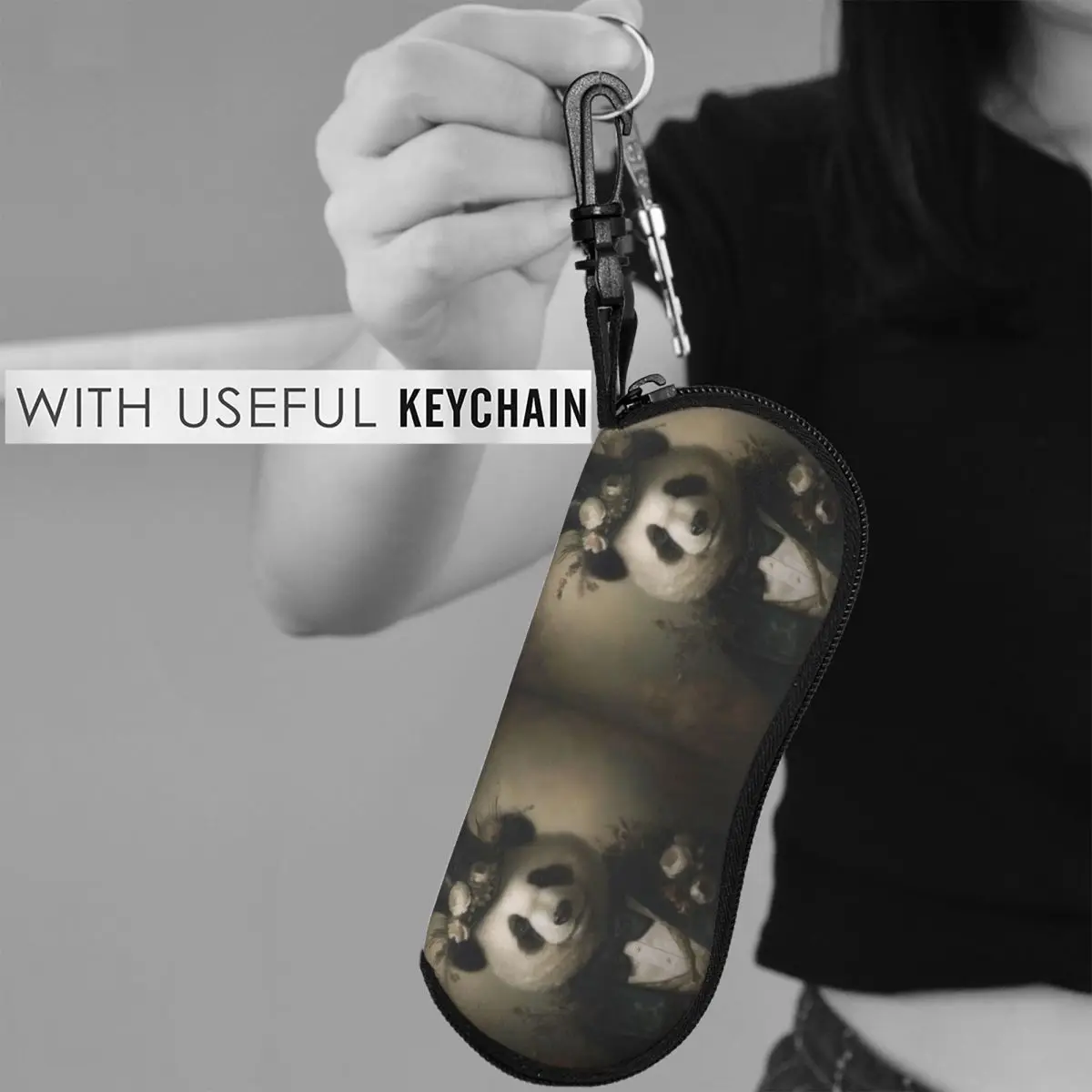 

Panda Horizontal Glasses Case Mystic Gothic Reading Classic Sunglasses Pouch Zip Men Women Eyewear Storage