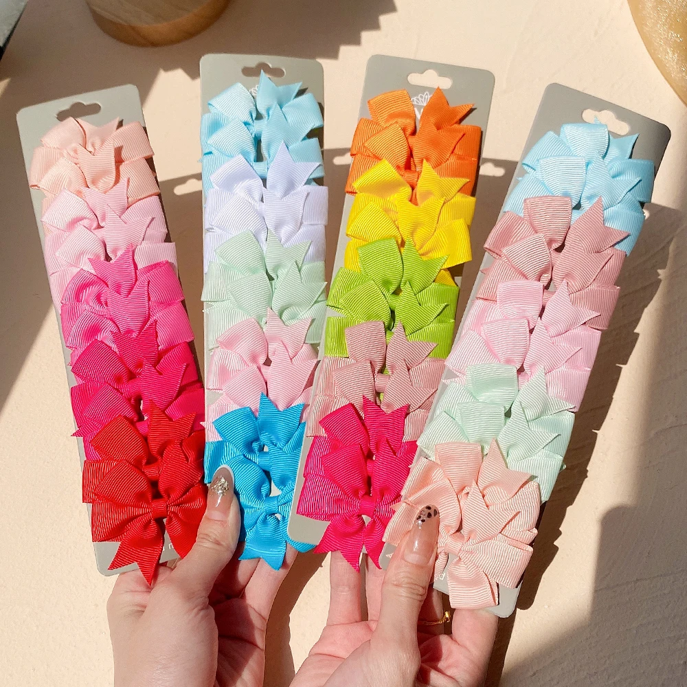 

10pcs/set Solid Colors Grosgrain Ribbon Bows Clips Hairpin Girl's hair bows Boutique Hair Clip Headware Kids Hair Accessories