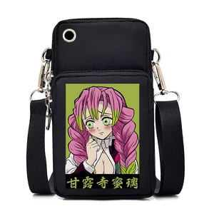 Nylon Packet Comics Kanroji Mitsuri Unisex Phone Shoulder Bags Anime Demon Slayer Teen Mobile Phone Bag for Iphone Female Wallet