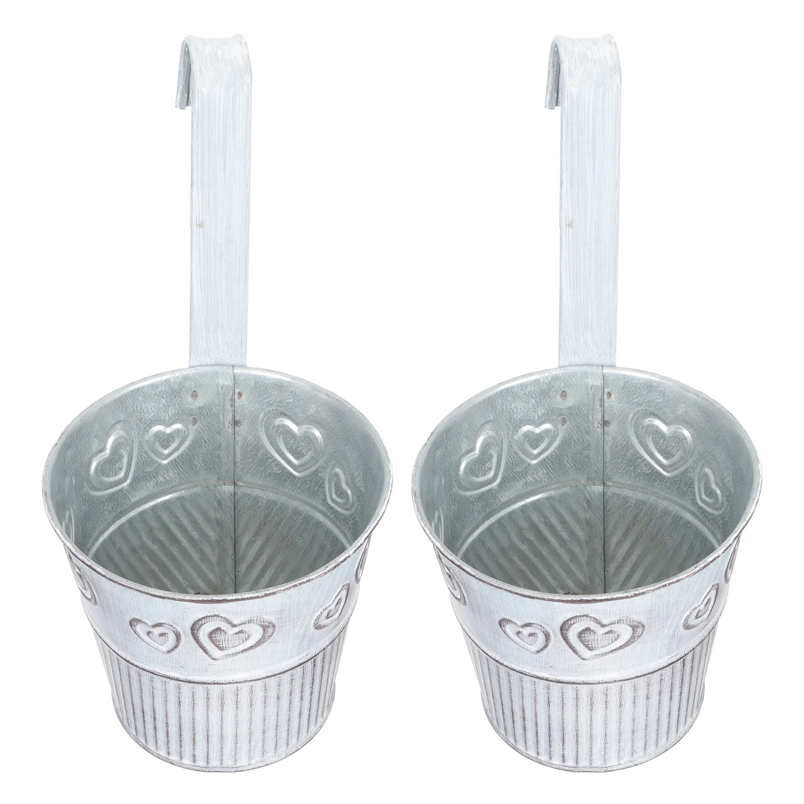 

2Pcs Iron Hanging Flowers Pots Iron Vases Decoration Balcony Hanging Buckets