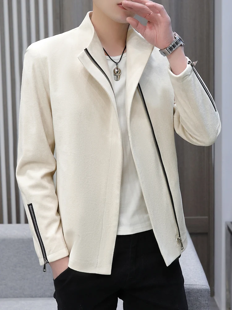 

Новинка 2022, модная мужская повседневная однотонная Модная приталенная куртка-бомбер, мужская куртка, бейсбольные куртки, мужская куртка на ...