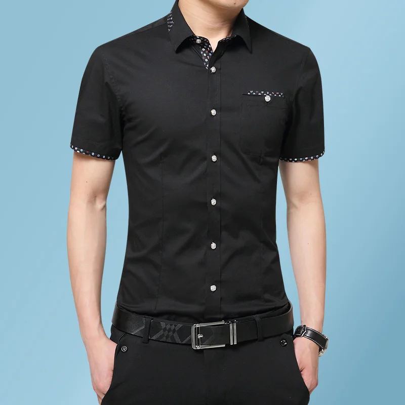 6 Colors Summer Men's Casual Solid Color Short Sleeve Shirt Classic Style Fashion Business Slim White Shirt Male Brand Clothes