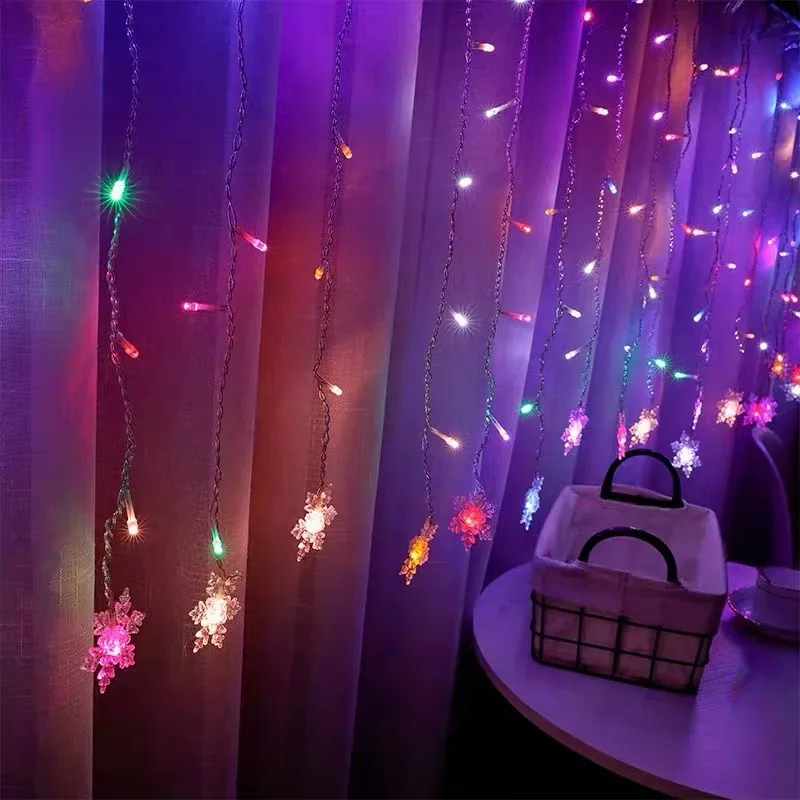 

Christmas Lights Waterfall Outdoor Decoration Droop Led Lights Curtain String Lights Party Ggarden Eaves Decoration EU US plug