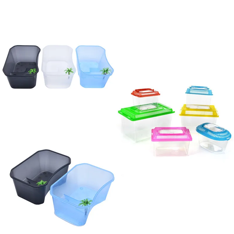 

Reptile Vivarium Box Turtle Tortoise with Basking Ramp Tank Breeding Food Tool Feeding Box with Basking Platform Home Aquarium