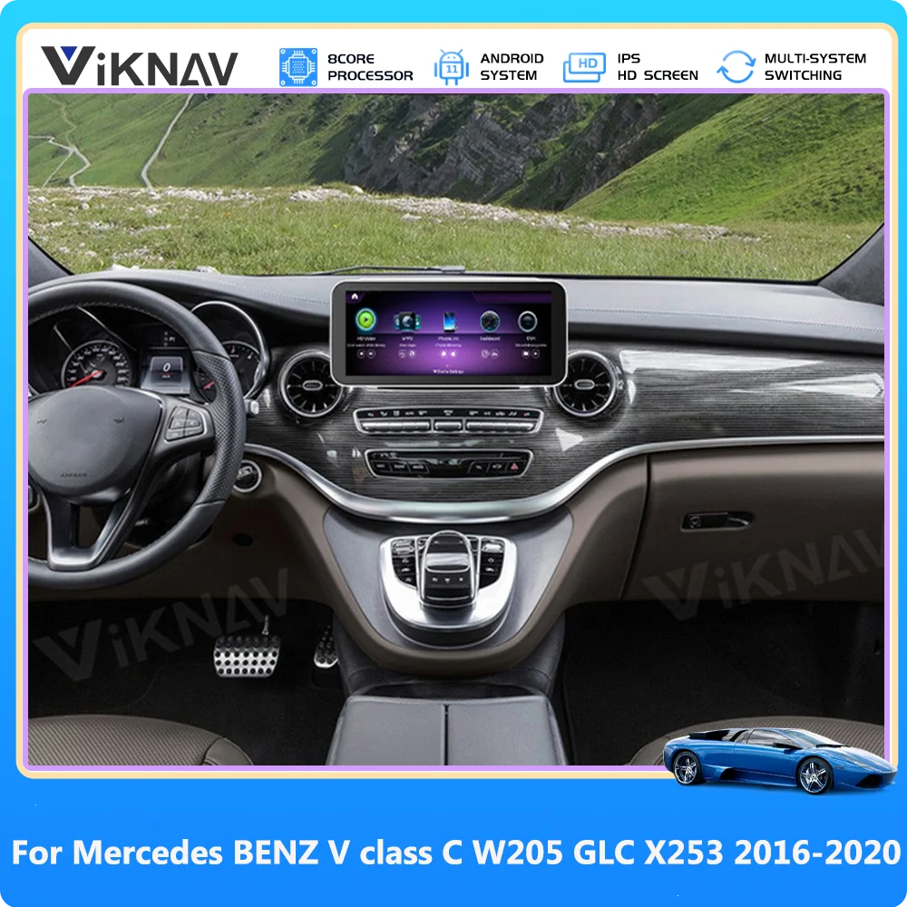 

Сенсорный экран 12,3 дюйма для Mercedes BENZ V class C W205 GLC X253 2016-2020, автомобильное радио, Android 11, Автомобильный плеер с GPS, мультимедиа, 8 ядер