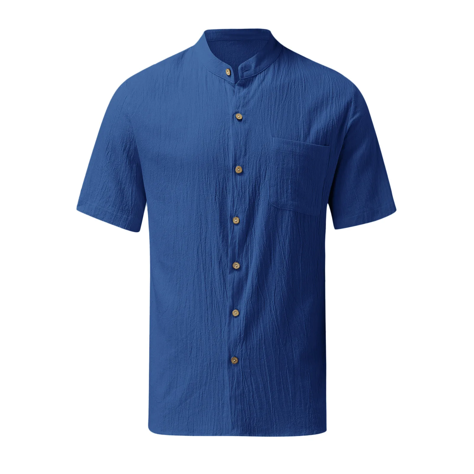 

Casual Streetwear Shirts Solid Color Button Shirt Stand Collar Men's Shirts Short Sleeve Camisas Hombre Streetwear Blusas 2023