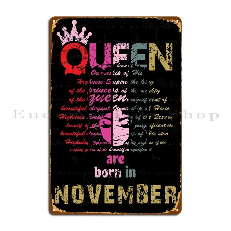 Королева родилась в ноябрьском металлическом плакате, постер для клуба, картина для гаража, проектирование оловянного знака, плакат
