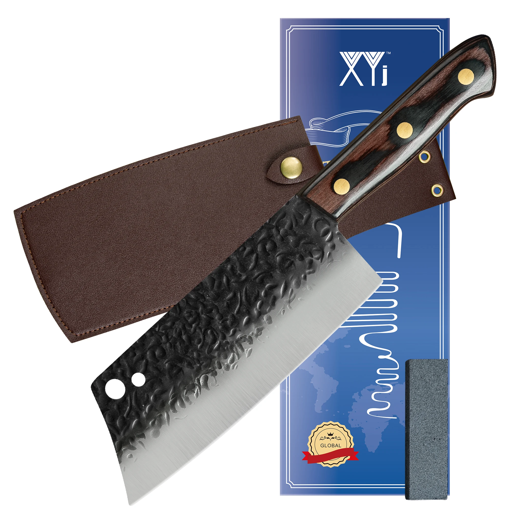 

8'' Full Tang Chef Knife High Carbon Steel Forged Cooking Knives Meat Cleaver Color Wood Handle Slicing Knife Vegetables Slicer