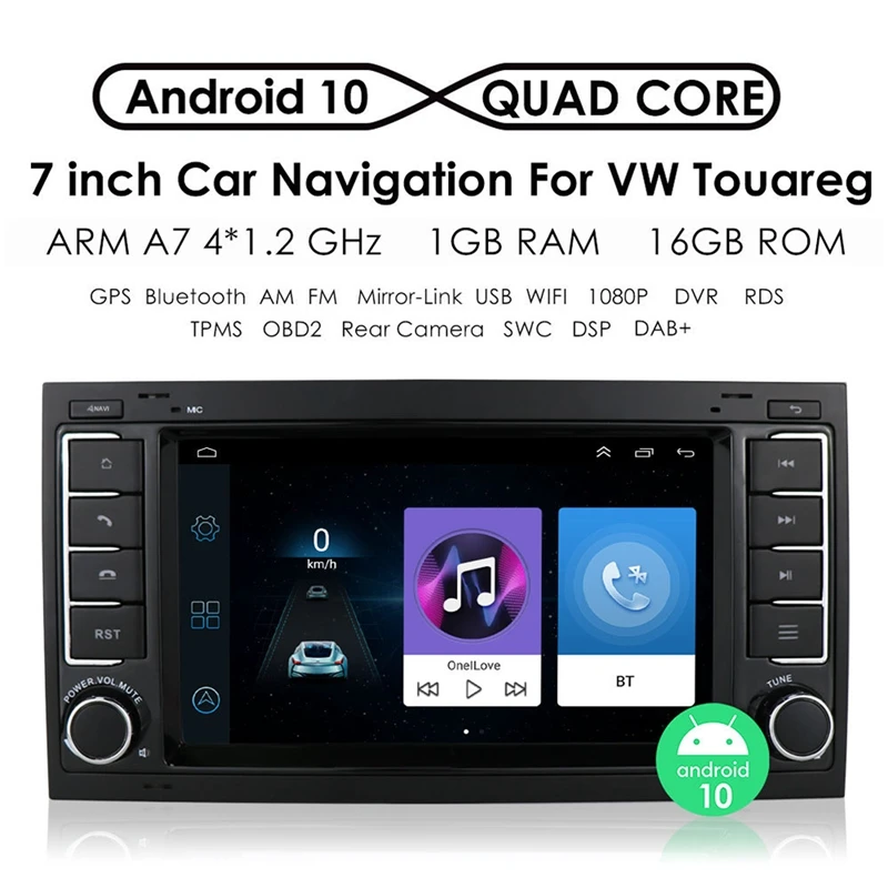 

Четырехъядерный автомобильный Dvd медиаплеер для Touareg 2004-2011 Android 10 радио GPS WIFI Bluetooth управление рулевым колесом черный